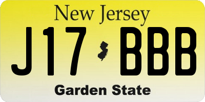 NJ license plate J17BBB