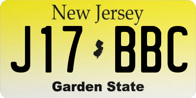 NJ license plate J17BBC