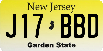 NJ license plate J17BBD