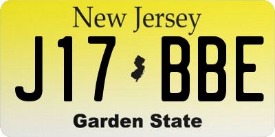 NJ license plate J17BBE