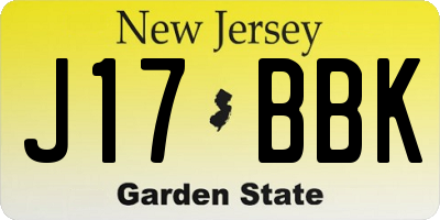 NJ license plate J17BBK