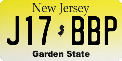 NJ license plate J17BBP