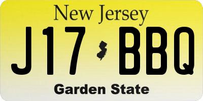 NJ license plate J17BBQ
