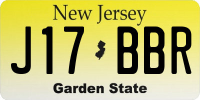 NJ license plate J17BBR