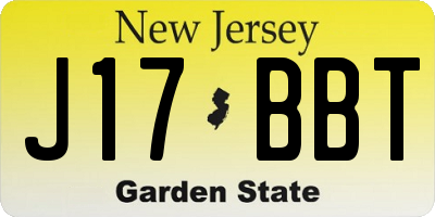 NJ license plate J17BBT