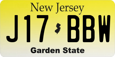 NJ license plate J17BBW