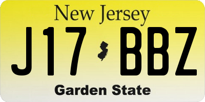 NJ license plate J17BBZ