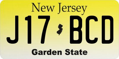 NJ license plate J17BCD