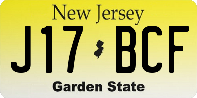 NJ license plate J17BCF