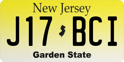 NJ license plate J17BCI