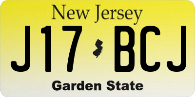 NJ license plate J17BCJ