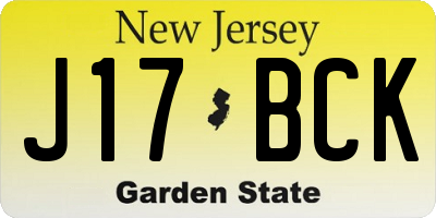 NJ license plate J17BCK