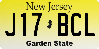NJ license plate J17BCL