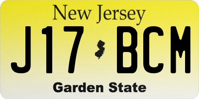 NJ license plate J17BCM