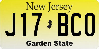 NJ license plate J17BCO