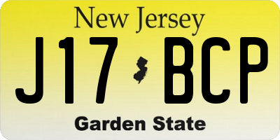NJ license plate J17BCP