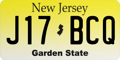 NJ license plate J17BCQ
