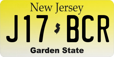 NJ license plate J17BCR
