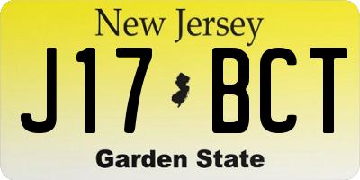 NJ license plate J17BCT