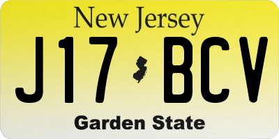NJ license plate J17BCV