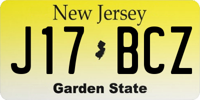 NJ license plate J17BCZ
