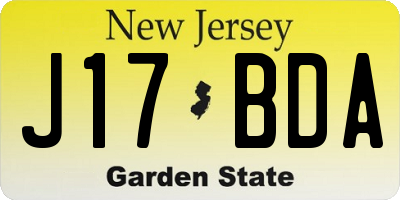 NJ license plate J17BDA