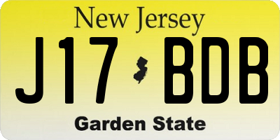 NJ license plate J17BDB
