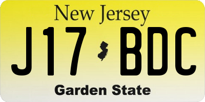 NJ license plate J17BDC