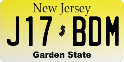 NJ license plate J17BDM
