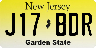 NJ license plate J17BDR