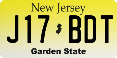NJ license plate J17BDT
