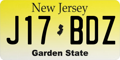 NJ license plate J17BDZ