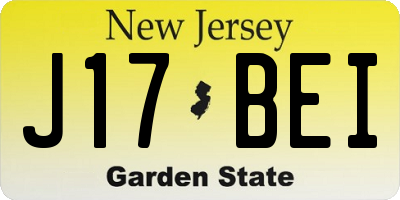 NJ license plate J17BEI