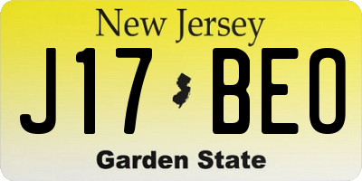 NJ license plate J17BEO