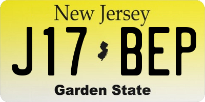NJ license plate J17BEP