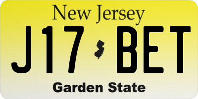 NJ license plate J17BET