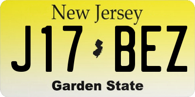 NJ license plate J17BEZ
