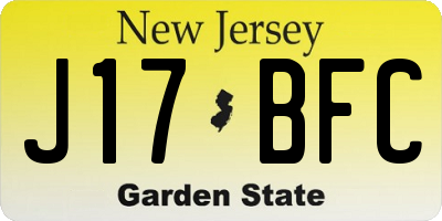 NJ license plate J17BFC