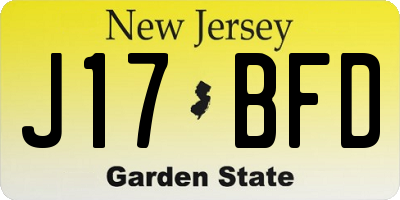 NJ license plate J17BFD
