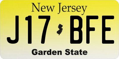 NJ license plate J17BFE