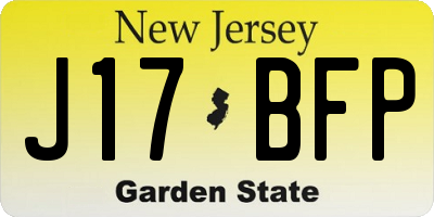 NJ license plate J17BFP