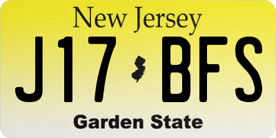 NJ license plate J17BFS