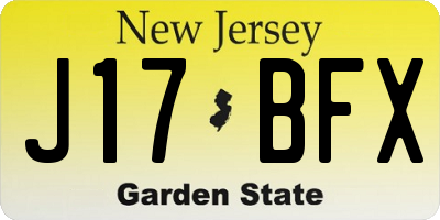NJ license plate J17BFX