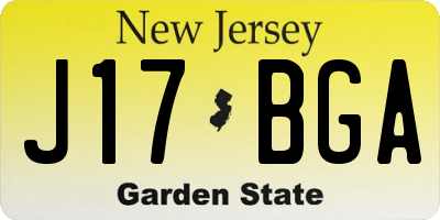 NJ license plate J17BGA