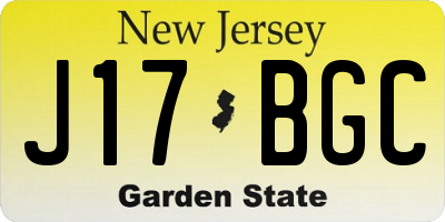 NJ license plate J17BGC