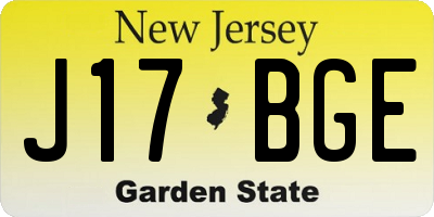 NJ license plate J17BGE