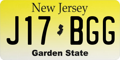 NJ license plate J17BGG