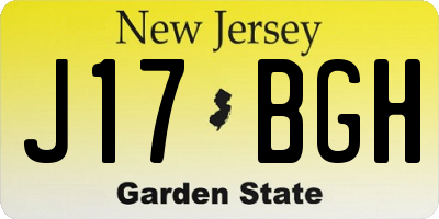 NJ license plate J17BGH