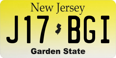 NJ license plate J17BGI