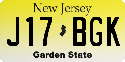 NJ license plate J17BGK